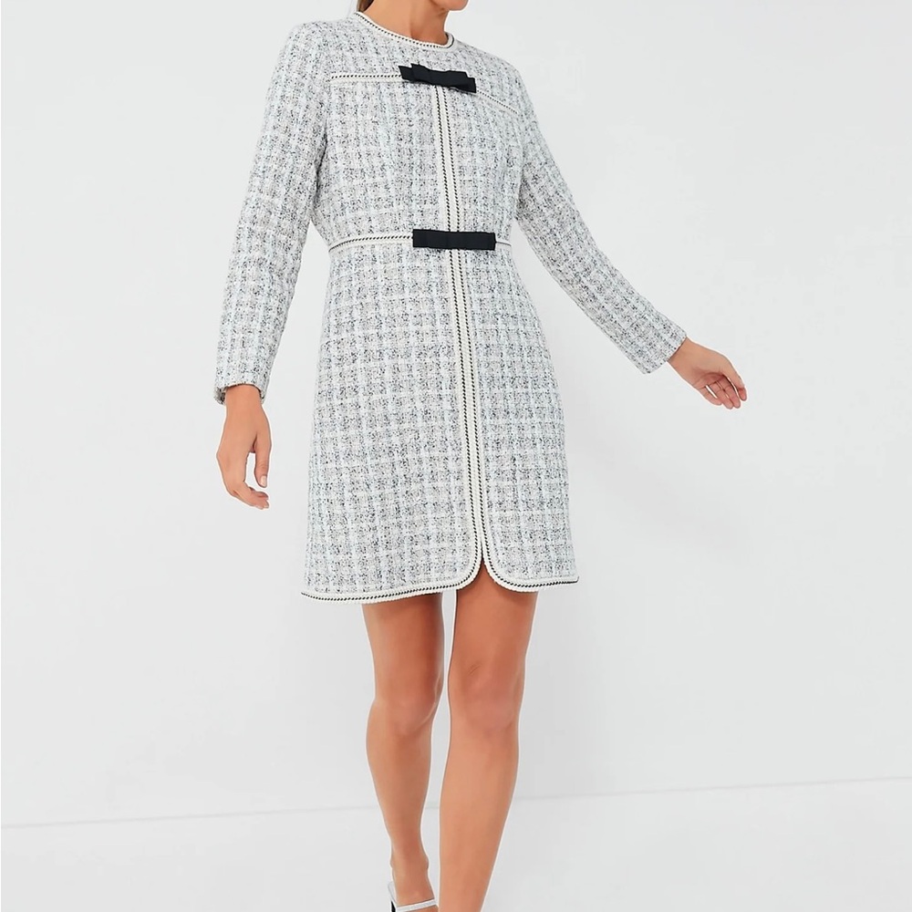 Ivory Bow Tweed Brigitta Dress from Tuckernuck